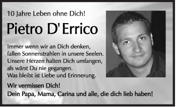 Traueranzeige von Pietro D`Errico von Siegener Zeitung